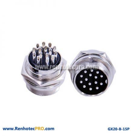 15 Pin Plug Receptacle Panel Mount Socket GX 20 Connector - Renhotecpro.com