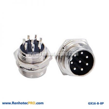 GX 16 Panel Mount Socket 8 Pin Plug Circular Connector - Renhotecpro.com