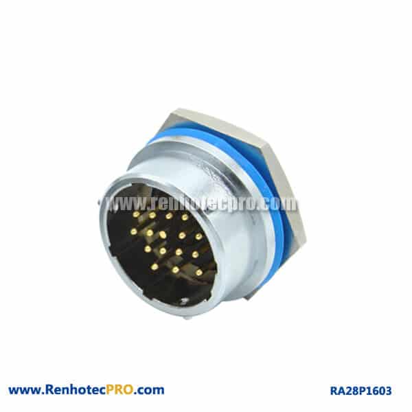16 Pin Connector Male Socket Rear Bulkhead Hex Circular Industry RA28