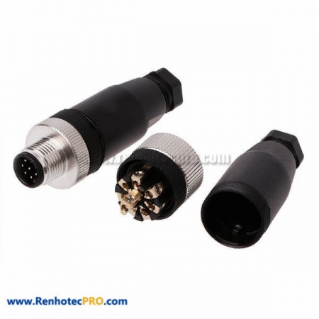 M12 Field Wireable Connector 8 Pin Straight Male A Coded Screw-Joint ...