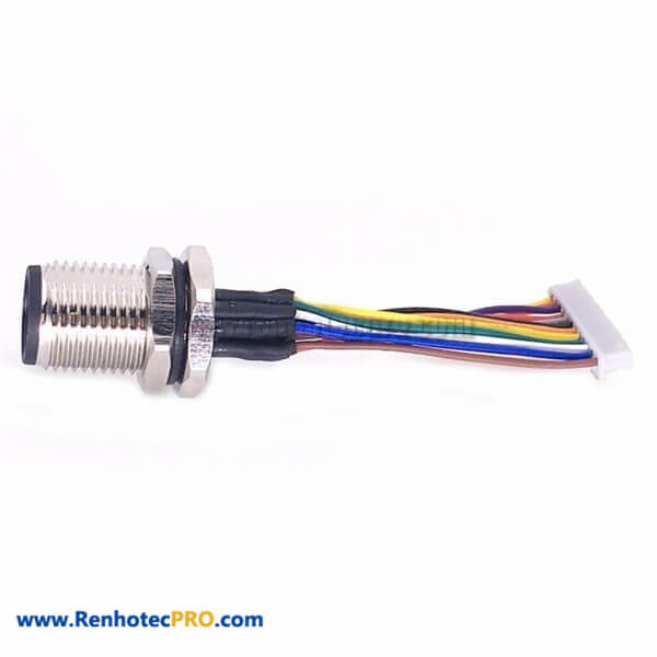 12Pin Ethernet M12 D-Code Panel Mount Connector to Molex 1.25mm Pitch ...