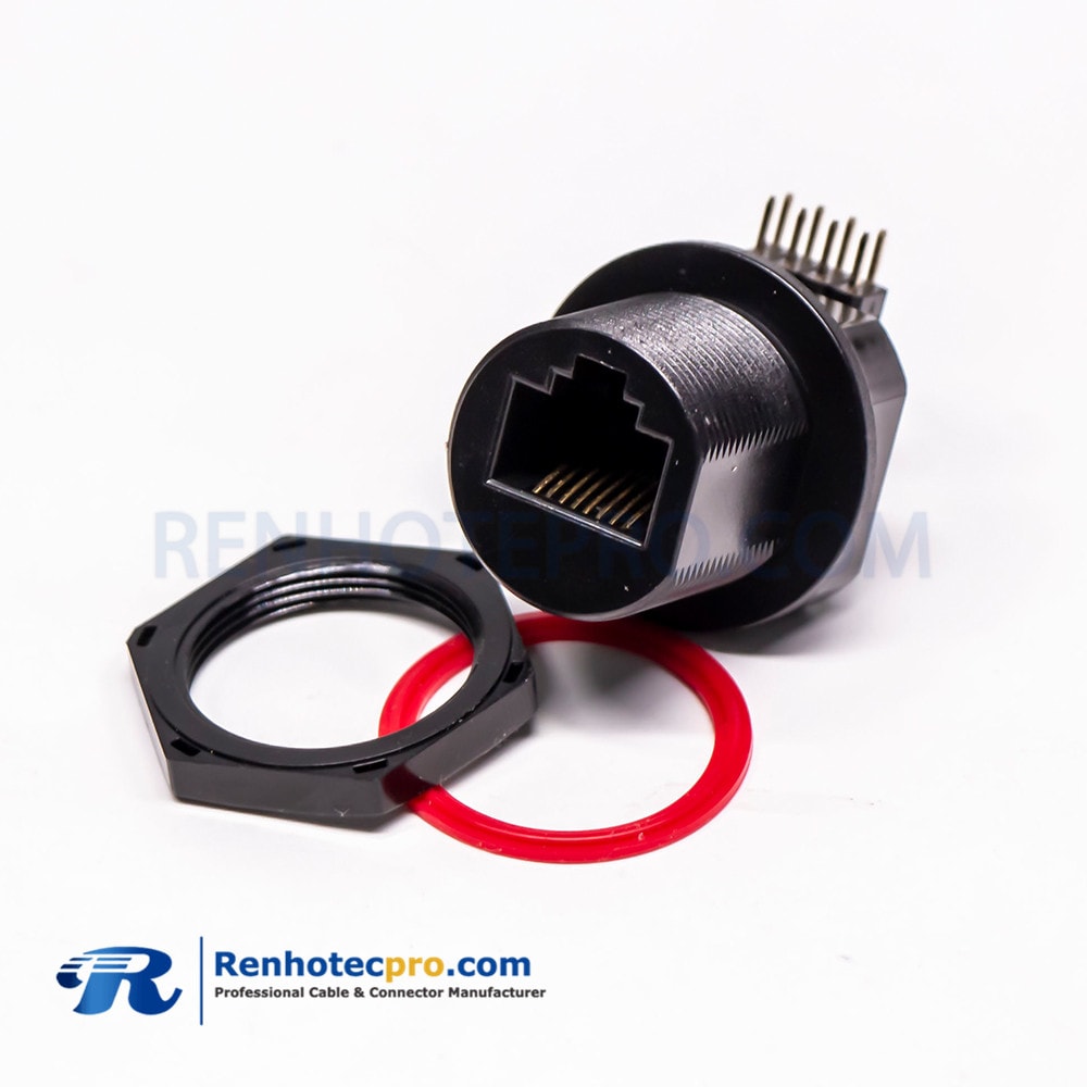 Waterproof rj45 Connector Right Angle PCB Mount Front Mount Through ...