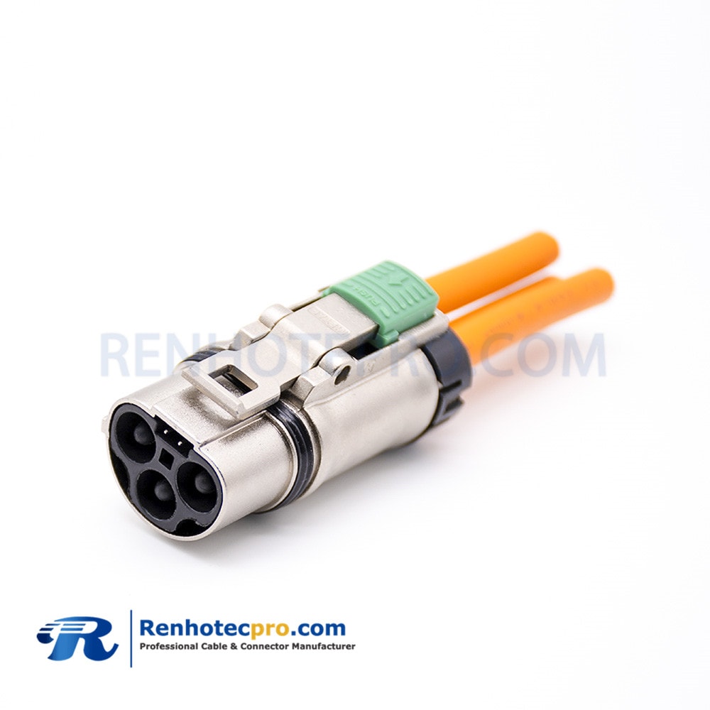 Hvil Connector 36mm 3 Pin 35a Straight Metal Plug For 6mm² Cable High Voltage Interlock 6513