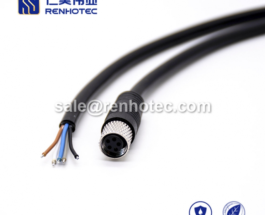 M8 Overmolded Cable B Code 5pin Female Straight Solder 1M Single Ended ...