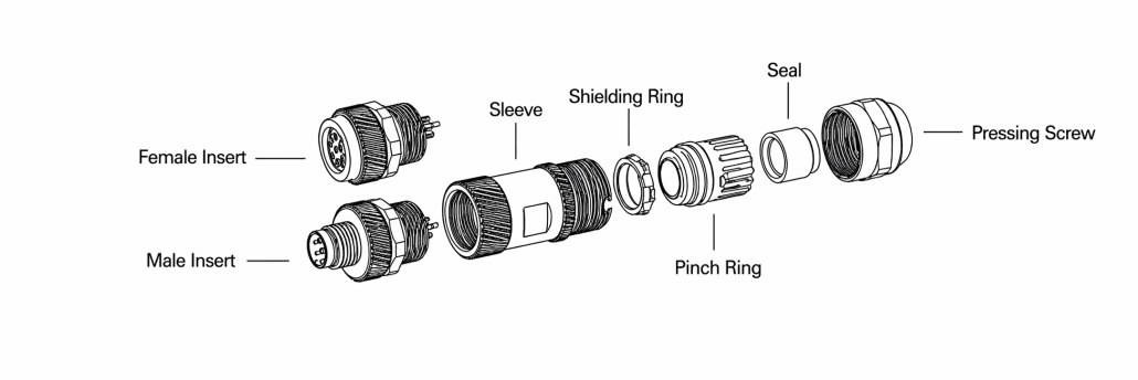 M8 Field Assembly Connector Solder Cup Straight Component Part