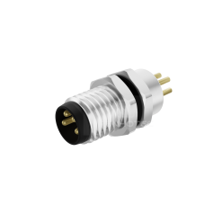 Alternative view of M8 Male Panel Mounting Socket 4 Pos A code Unshielded Straight PCB Solder for Wireless Pressure Transmitter
