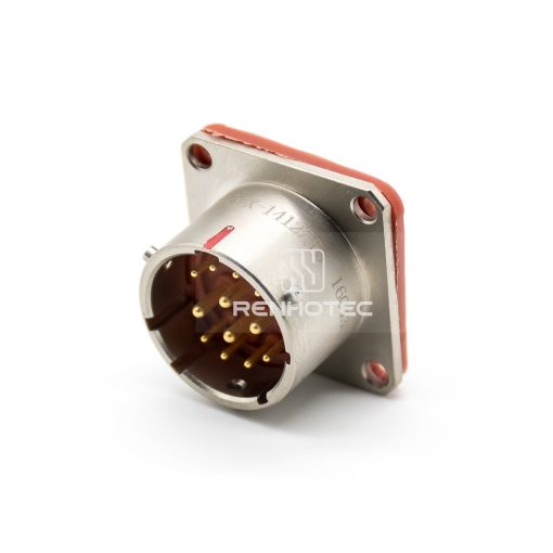 Y50EX-1412ZJ10 12 Pin Male Front Mount Square Flange Disc Socket