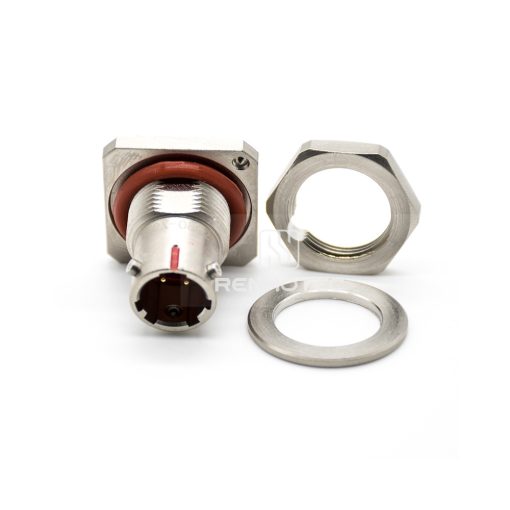 Y50X-0802ZJ14 2 Pin Male Front Mount Square Flange Disc Socket - Image 3