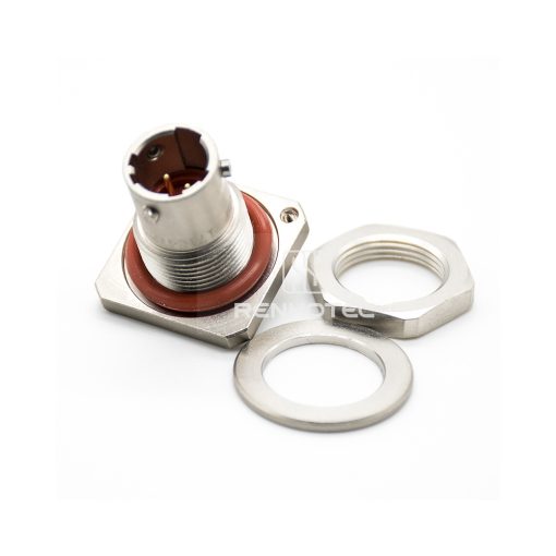 Y50X-0802ZJ14 2 Pin Male Front Mount Square Flange Disc Socket - Image 4