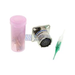 MIL-DTL-38999 Series III Connector, D38999/20FC35SN Female Square Flange Receptacle, No.13 Shell 22 Pin Crimp, Nickel,