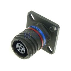 MIL-DTL-38999 Series III Connector, D38999/20WA35SN Female Square Flange Receptacle, No.9 Shell 6 Pin Crimp, N Orienta