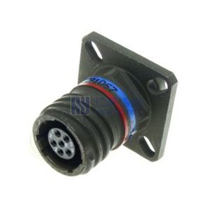 MIL-DTL-38999 Series III Connector, D38999/20WA35SN Female Square Flange Receptacle, No.9 Shell 6 Pin Crimp, N Orienta