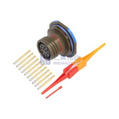 MIL-DTL-38999 Series III Connector, D38999/24WC98SN Female Receptacle, No.13 Shell 10 Pin Crimp, N Orientation