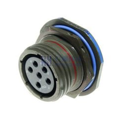 MIL-DTL-38999 Series III Connector, D38999/24WE6SN Female Receptacle, No.17 Shell 6 Pin Crimp, N Orientation