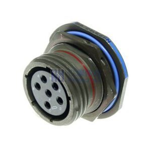 MIL-DTL-38999 Series III Connector, D38999/24WE6SN Female Receptacle, No.17 Shell 6 Pin Crimp, N Orientation