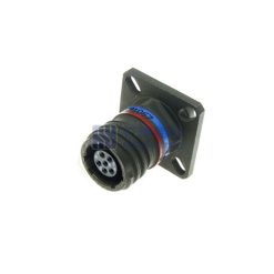 MIL-DTL-38999 Series III Connector, D38999/20WA35SN Female Square Flange Receptacle, No.9 Shell 6 Pin Crimp, N Orienta