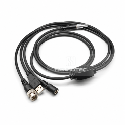Push-Pull Circular Connector 0B Shell 9pin FGG Male Plug to 1x5.5x2.1 DC Female+ 1xBNC Male+1xUSB2.0 Type A Male PUR Shield Cable