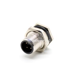 Alternative view of M12 Male Straight PCB Type Front Fastened Panel Receptacle
