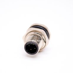 Alternative view of M12 4 Pin D Code Male Straight Solder Cup Front Fastened Panel Receptacle
