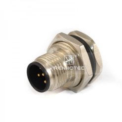 Alternative view of M12 Male Straight Solder Cup Front Fastened Panel Receptacle