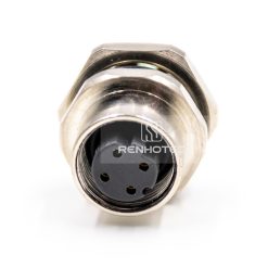 M12 4 Pin D Code Female Straight PCB Type Back Fastened Panel Receptacle