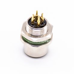 Alternative view of M12 Female Straight PCB Type Back Fastened Panel Receptacle