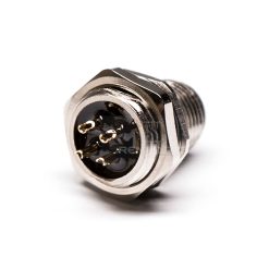 M12 4 Pin D Code Male Straight Solder Cup Back Fastened Panel Receptacle