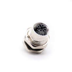 Alternative view of M12 4 Pin D Code Female Straight Solder Cup Front Fastened Panel Receptacle