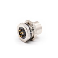 Alternative view of M12 Female Straight Solder Cup Front Fastened Panel Receptacle