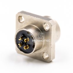 Alternative view of M12 4 Pin D Code Female Straight Solder Cup 4 Hole Flange Panel Receptacle
