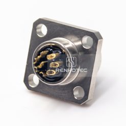 M12 Female Straight Solder Cup 4 Hole Flange Panel Receptacle