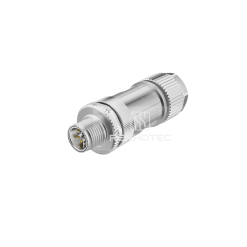 M12 8 Pin X Code Male Plug Straight Metal Shell Shielded Field Wireable Connector, Crimp