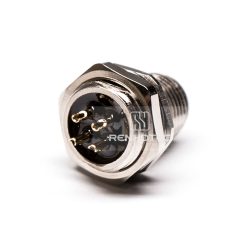 M12 4 Pin D Code Male Straight Solder Cup Back Fastened Panel Receptacle (M16x1.5)