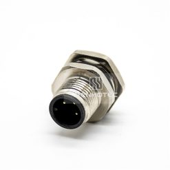 M12 Male Straight Solder Cup Back Fastened Panel Receptacle (M16x1.5)