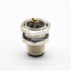Alternative view of M12 Male Straight Solder Cup Back Fastened Panel Receptacle (M16x1.5)