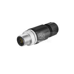 M12 4 Pin D Code Male Plug Straight Plastic Shell Field Wireable Connector, Solder Cup