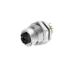 M12 8 Pin X Code Female Straight PCB Type Front Fastened Shielded Panel Receptacle  M12X1.5 with GND