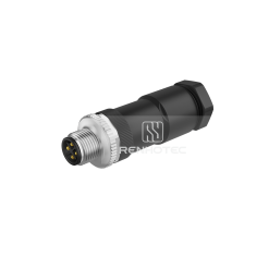 M12 Male Plug Straight Unshielded Field Wireable Connector, Screw Termination