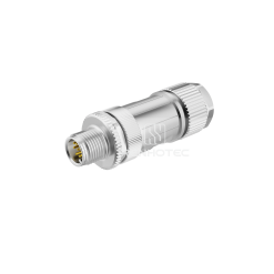 M12 4 Pin D Code Male Plug Straight Metal Shell Field Wireable Connector, Crimp