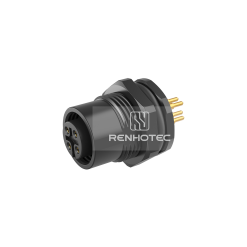 M12 Female Straight PCB Type Front Fastened Plastic Shell Panel Receptacle (M15x1)