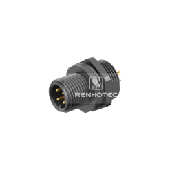 M12 4 Pin D Code Male Straight Solder Cup Back Fastened Plastic Shell Panel Receptacle (M15x1)