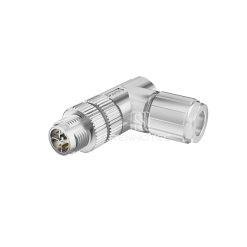 M12 8 Pin X Code Male Plug Right Angle Metal Shell Shielded Field Wireable Connector, Crimp