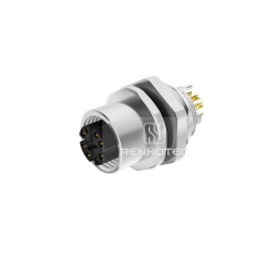 M12 8 Pin X Code Female Plug Straight Metal Shell Shielded Field Wireable Connector, Solder Cup