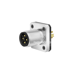 M12 Male Straight Solder Cup Flange Fastened Unshielded Panel Mount Receptacle