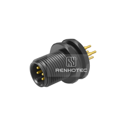 M12 4 Pin D Code Male Straight PCB Type Front Fastened Plastic Shell Panel Receptacle (M12x1)