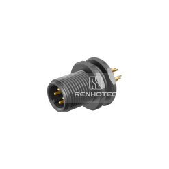 M12 Male Straight Solder Cup Front Fastened Plastic Shell Panel Receptacle (M12x1)