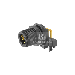 M12 4 Pin D Code Male Right Angle PCB Type Front Fastened Plastic Shell Panel Receptacle