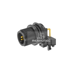 M12 Male Right Angle PCB Type Front Fastened Plastic Shell Panel Receptacle