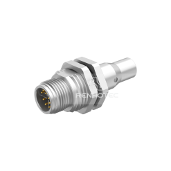 M12 8 Pin X Code Male Straight Solder Cup Front Fastened Shielded Panel Receptacle   M12X1.5 with Shielding Tube