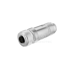 M12 Female Plug Straight Shielded Field Wireable Connector, Solder Cup